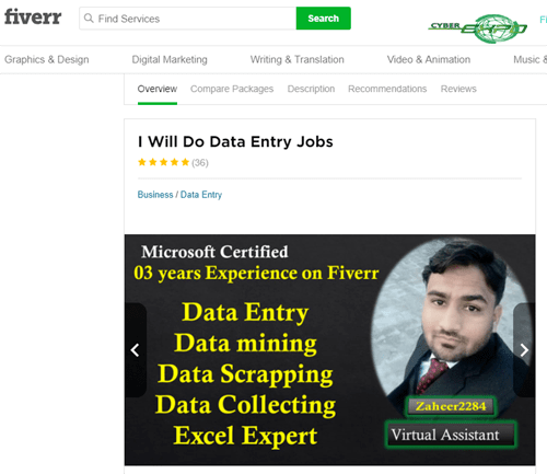 Fivver.com Typing Jobs data entry projects-in India Part time work